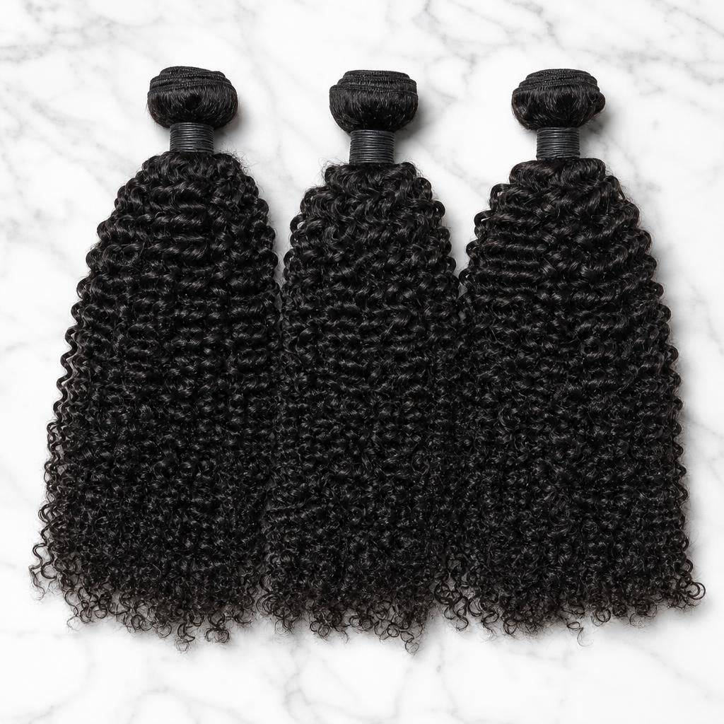 Kinky Curly Human Hair Bundles (3-Pack) – 12A Grade | 14” 16” 18”
